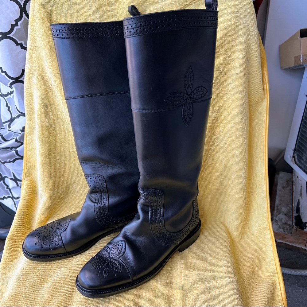 Louis Vuitton Leather Fleur Riding Boots